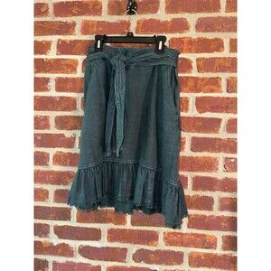 Pilcro Teal Asymmetrical Ruffle Hem Skirt